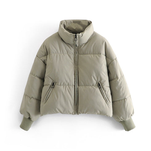 Solid Color Zipper Design Cotton Coat Bread Coat Women - ROUTINE FASHION